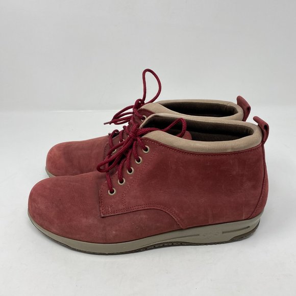 SAS Pink and Red Ankle Booties with Lace-Up Design - Picture 2 of 16